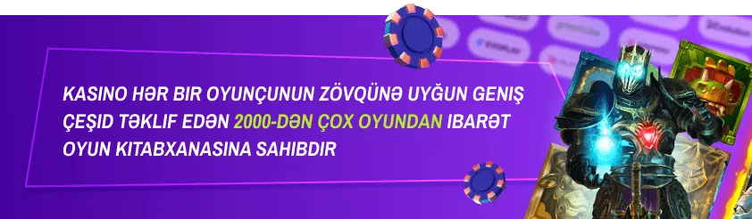 Kasino hər bir oyunçunun zövqünə uyğun geniş çeşid təklif edən 2000-dən çox oyundan ibarət oyun kitabxanasına sahibdir
